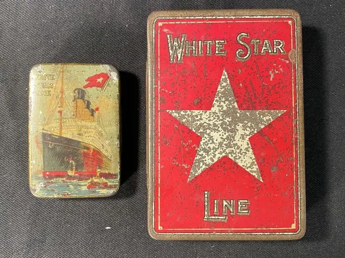Framed Print : White Star Line - two tins with colourful designs Framed Print : White Star Line - two tins with colourful designs