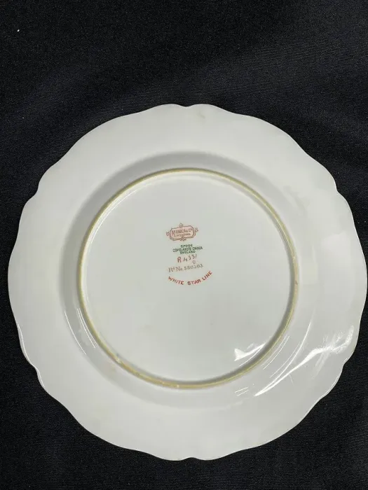 Framed Print : White Star Line, Titanic, blue and gilt dessert plate (back) Framed Print : White Star Line, Titanic, blue and gilt dessert plate (back)