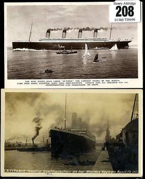 White Star Line, Titanic and Olympic postcards