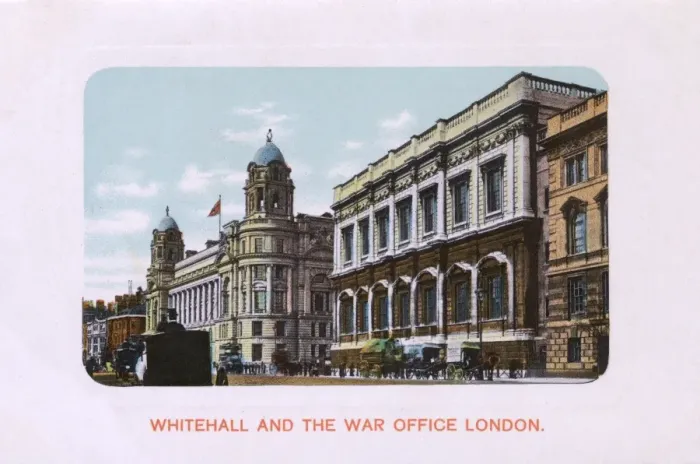 Framed Print : Whitehall - War Office and the Banqueting House, London Framed Print : Whitehall - War Office and the Banqueting House, London