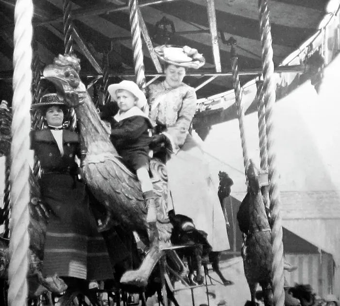 Framed Print : whitehaven fair in 1899 funfair lake district gallopers