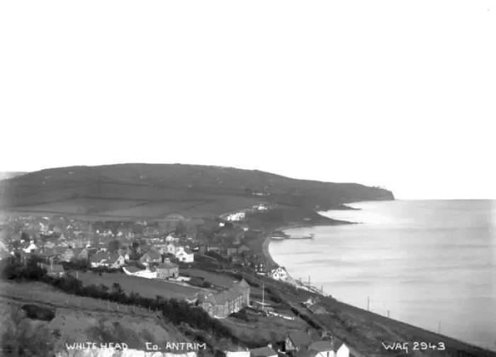 Framed Print : Whitehead - an elevated panorama of the town and coastline Framed Print : Whitehead - an elevated panorama of the town and coastline