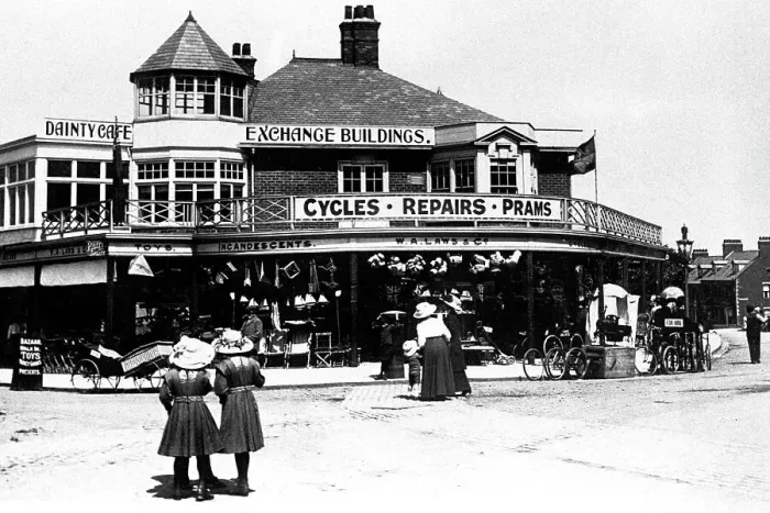 Framed Print : Whitley Bay Exchange Buildings early 1900s Framed Print : Whitley Bay Exchange Buildings early 1900s