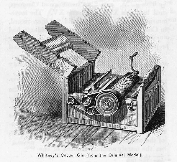 Whitneys Gin. WHITNEY'S COTTON GIN which enabled cotton fibre to be separated
