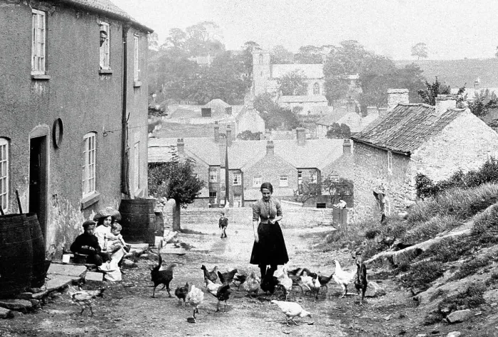 Framed Print : Whitwell from Babestone Moor early 1900's Framed Print : Whitwell from Babestone Moor early 1900's