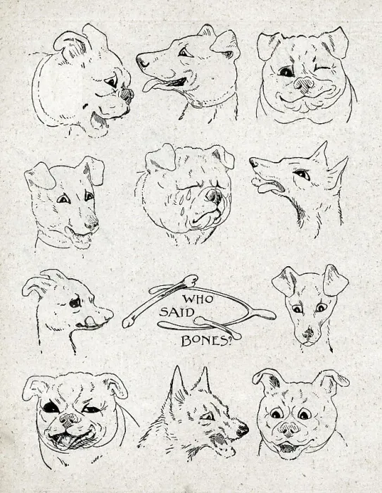 Framed Print : Who said Bones, Louis Wain dogs Framed Print : Who said Bones, Louis Wain dogs