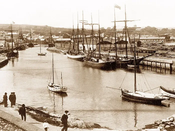 Framed Print : Wicklow Harbour sailing ships early 1900s Framed Print : Wicklow Harbour sailing ships early 1900s