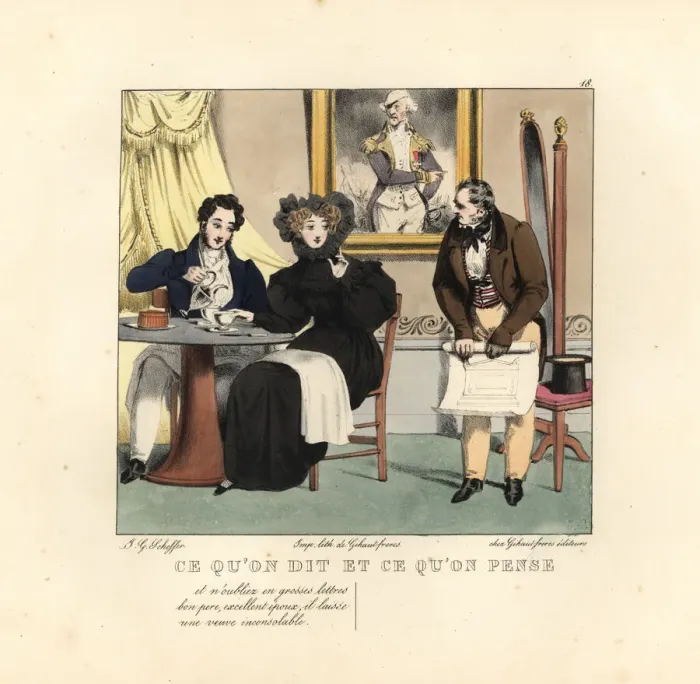Framed Print : Widow and young man taking coffee in a restaurant Framed Print : Widow and young man taking coffee in a restaurant