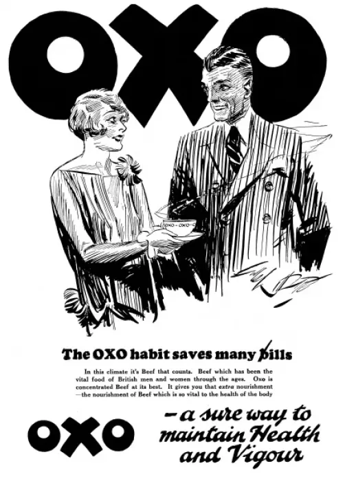Framed Print : A wife giveing her husband a cup of Oxo Framed Print : A wife giveing her husband a cup of Oxo