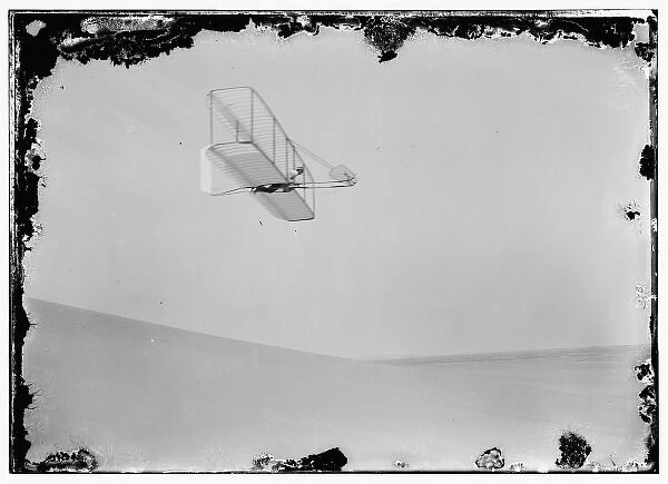 Wilbur gliding to the right, bottom view of glider