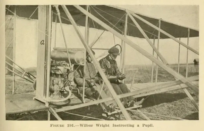 Framed Print : Wilbur Wright instructing a pupil