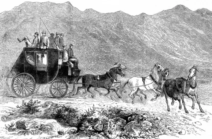 Framed Print : Wild West. An Artist in the Far West. The Stage Coach betwee Framed Print : Wild West. An Artist in the Far West. The Stage Coach betwee