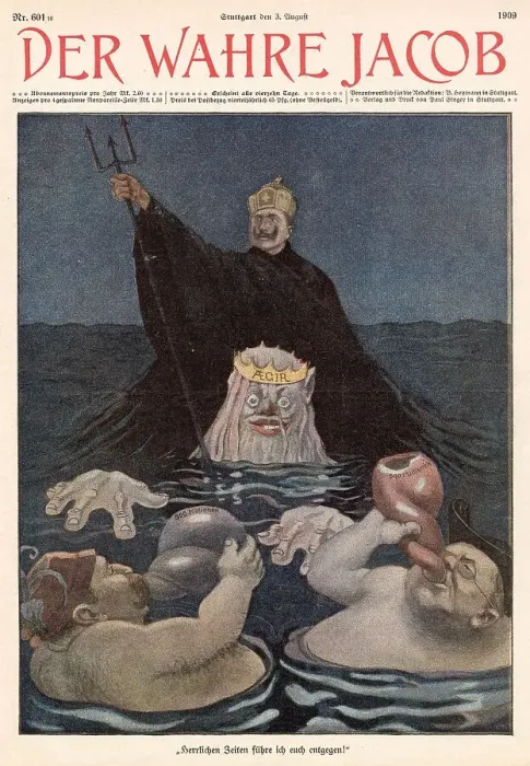Framed Print : WILHELM II German Emperor sees himself as Lord of the Sea, rivalling Neptune himself Date: 1909