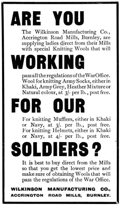 Framed Print : Wilkinson Manufacturing Co knitting wools for WW1 comforts Framed Print : Wilkinson Manufacturing Co knitting wools for WW1 comforts