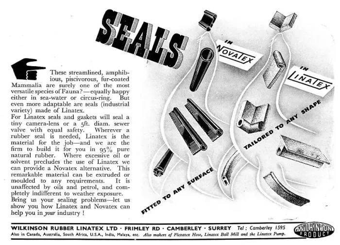 Framed Print : Wilkinson Rubber Linatex & Novatex Seals 1947 Framed Print : Wilkinson Rubber Linatex & Novatex Seals 1947