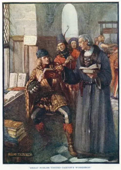 Framed Print : William Caxton in his workshop Framed Print : William Caxton in his workshop