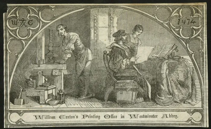 Framed Print : William Caxtons Printing Office in Westminster Abbey Framed Print : William Caxtons Printing Office in Westminster Abbey