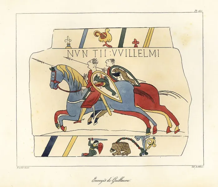 Framed Print : William Duke of Normandy's messengers riding to Wido, Count Gu Framed Print : William Duke of Normandy's messengers riding to Wido, Count Gu