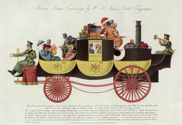 Framed Print : William Henry James project is just one of many ingenious devices whereby the power of steam is harnessed to road transportation. Date: 1828 Framed Print : William Henry James project is just one of many ingenious devices whereby the power of steam is harnessed to road transportation. Date: 1828