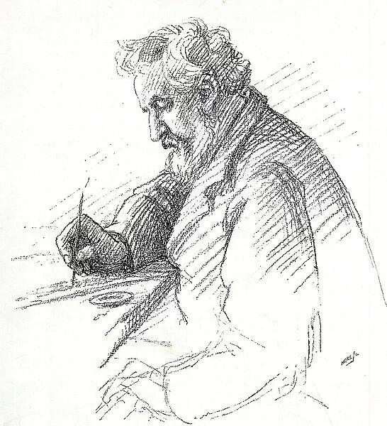 William Morris painting a design