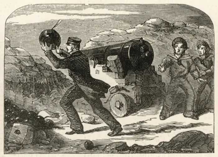 Framed Print : William Peel throwing a live shell Framed Print : William Peel throwing a live shell
