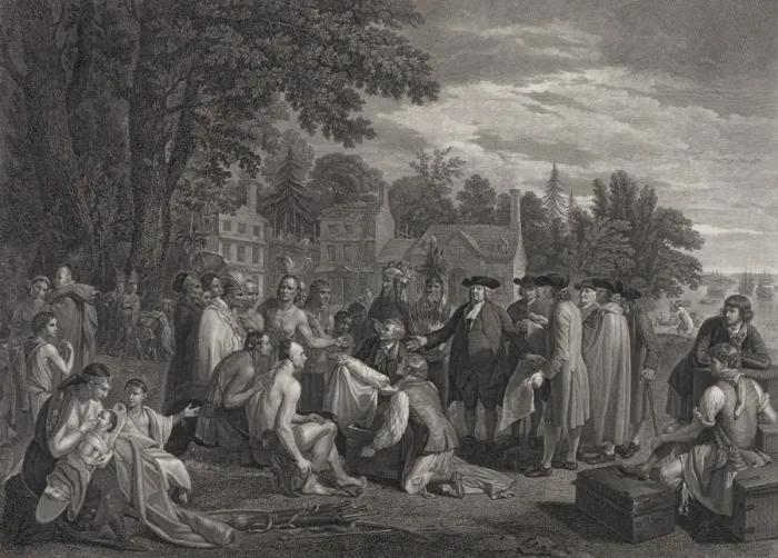 Framed Print : William Penns treaty with the Indians, when he founded Framed Print : William Penns treaty with the Indians, when he founded