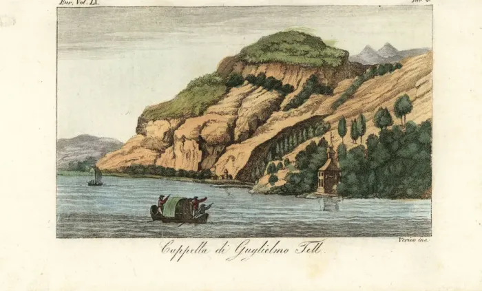 Framed Print : William Tells Chapel, Lake Lucerne, Switzerland, 1800s Framed Print : William Tells Chapel, Lake Lucerne, Switzerland, 1800s