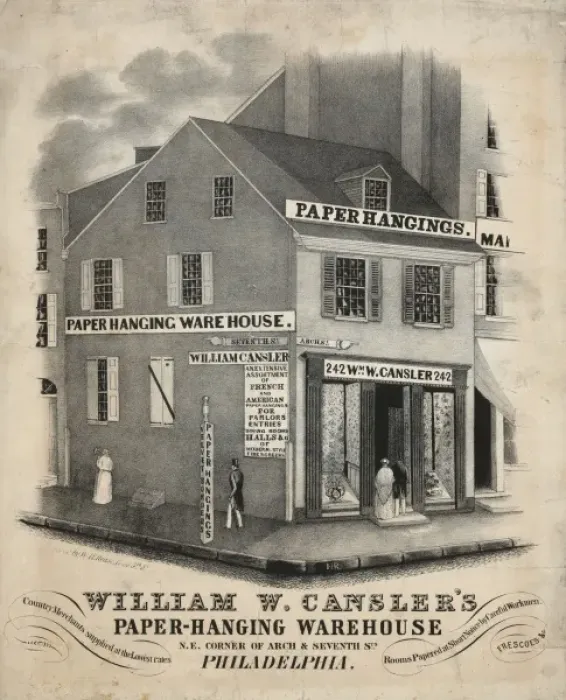 Framed Print : William W. Canslers paper-hanging warehouse NE corner of Ar Framed Print : William W. Canslers paper-hanging warehouse NE corner of Ar