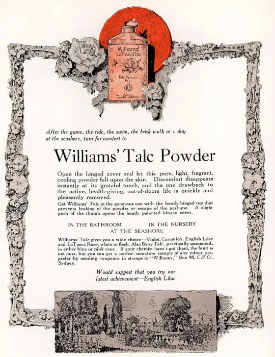 Framed Print : Williams Talc Powder Advertisement Framed Print : Williams Talc Powder Advertisement