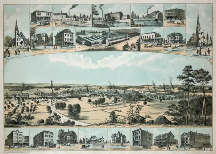 Framed Print : Willimantic, Conn. 1882 From Blake Mountain / Framed Print : Willimantic, Conn. 1882 From Blake Mountain /