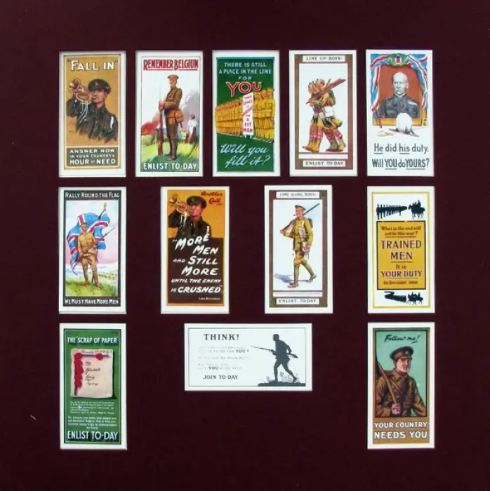 Framed Print : Wills WWI cigarette cards depicting recruiting posters Framed Print : Wills WWI cigarette cards depicting recruiting posters