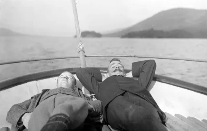Framed Print : Wilson and Nelstrop asleep on Coniston Water, Lake District Framed Print : Wilson and Nelstrop asleep on Coniston Water, Lake District