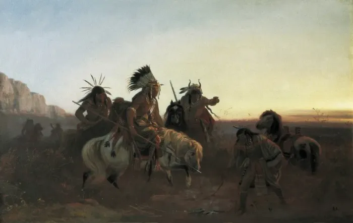 Framed Print : WIMAR, Carl (1828-1862). The lost trail. ca Framed Print : WIMAR, Carl (1828-1862). The lost trail. ca