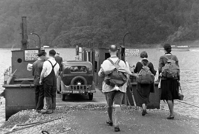 Framed Print : Windermere ferry, possibly 1930s Framed Print : Windermere ferry, possibly 1930s