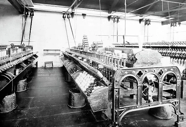 Winding frame in a woollen mill in Bradford