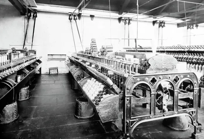 Framed Print : Winding frame in a woollen mill in Bradford Framed Print : Winding frame in a woollen mill in Bradford