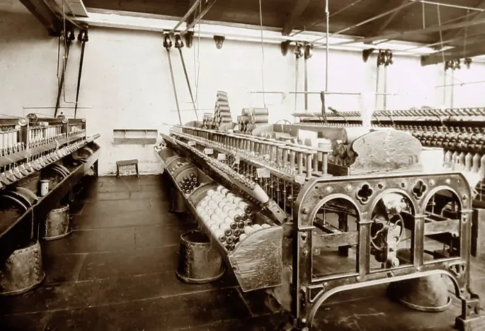 Framed Print : Winding frame in a woollen mill in Bradford Framed Print : Winding frame in a woollen mill in Bradford