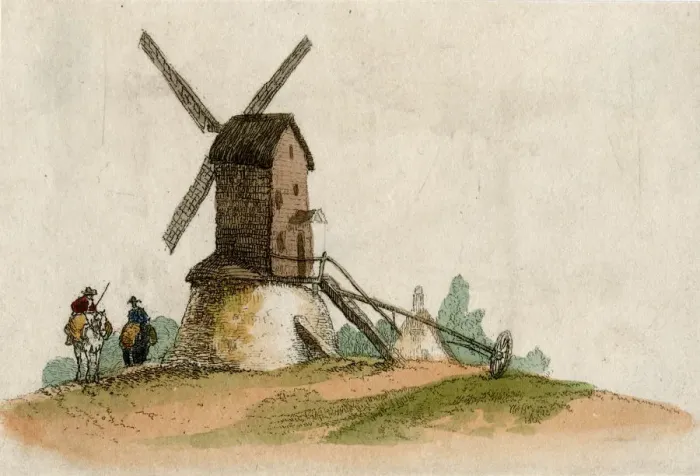 Framed Print : WINDMILL AND RIDERS Framed Print : WINDMILL AND RIDERS