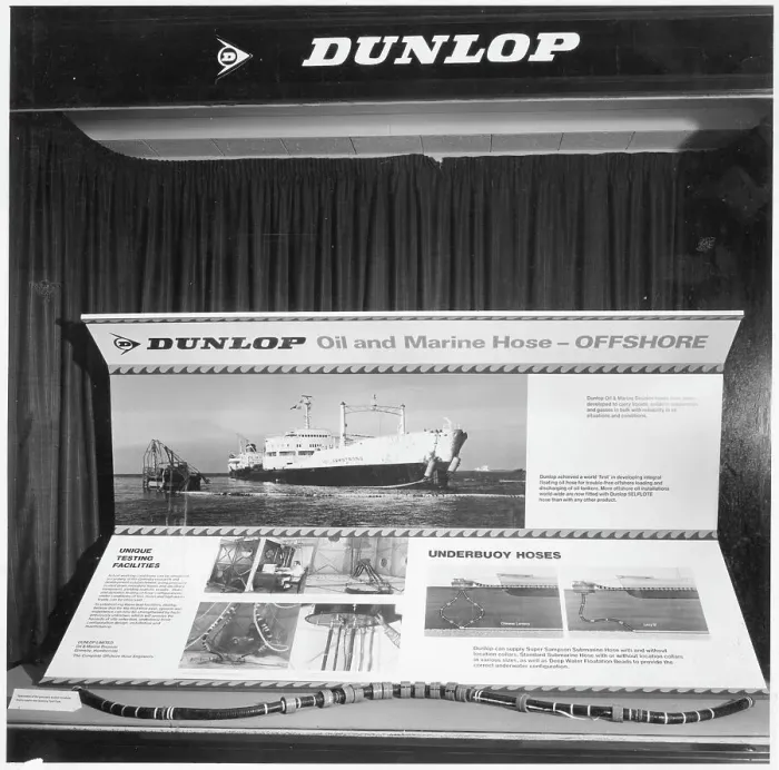 Framed Print : Window display of Dunlop oil and Marine hoses Framed Print : Window display of Dunlop oil and Marine hoses
