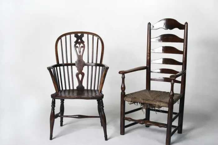 Framed Print : Windsor armchair and ladder-back armchair Framed Print : Windsor armchair and ladder-back armchair