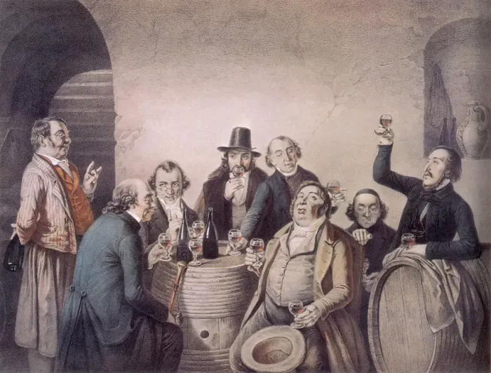Framed Print : Wine Connoisseurs Date: 1850 Framed Print : Wine Connoisseurs Date: 1850