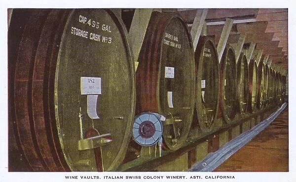 Wine vaults, Italian Swiss winery, Asti, California, USA