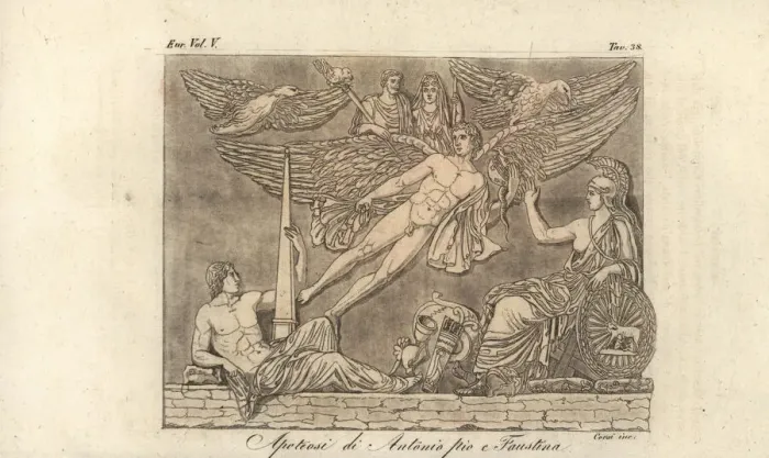 Framed Print : A winged genius carries Emperor Antoninus Pius to heaven Framed Print : A winged genius carries Emperor Antoninus Pius to heaven