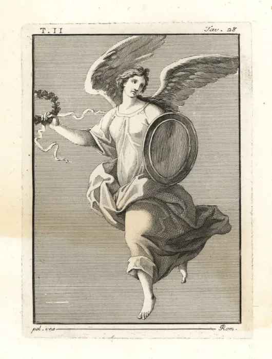 Framed Print : A winged Victory, with shield and wreath of oak leaves Framed Print : A winged Victory, with shield and wreath of oak leaves