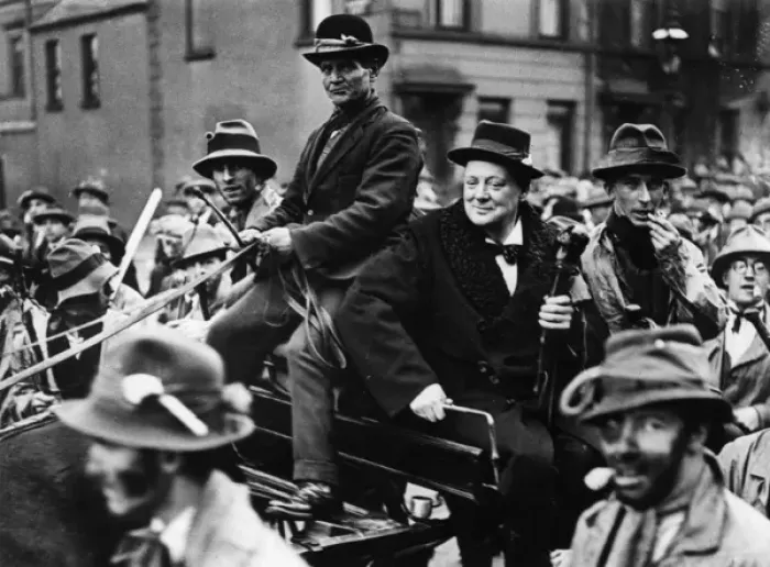 Framed Print : Winston Churchill in folk parade Framed Print : Winston Churchill in folk parade