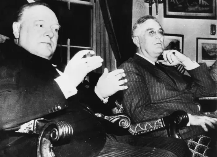 Framed Print : Winston Churchill and Franklin D. Roosevelt at the White Hou Framed Print : Winston Churchill and Franklin D. Roosevelt at the White Hou