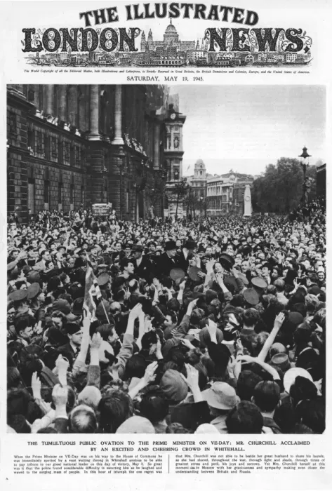 Framed Print : Winston Churchill surrounded by V-E Day crowds Framed Print : Winston Churchill surrounded by V-E Day crowds