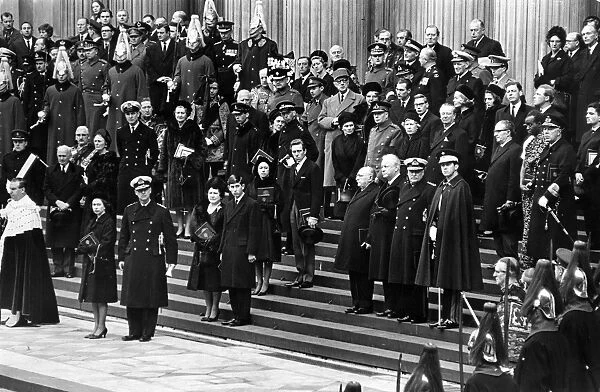 Winston Churchills funeral, Royalty and Statesman at St Pau