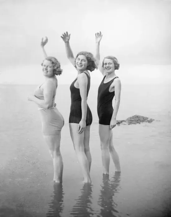 Framed Print : Winter Bathers 1930S Framed Print : Winter Bathers 1930S