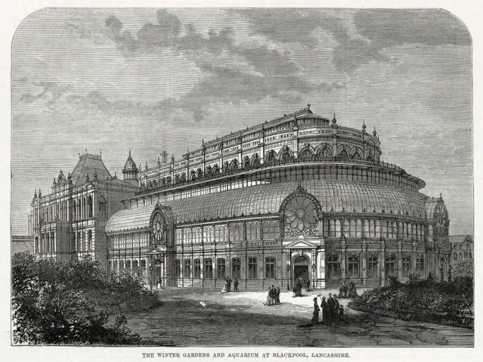 Framed Print : Winter Gardens and Aquarium at Blackpool 1878 Framed Print : Winter Gardens and Aquarium at Blackpool 1878
